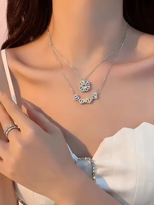 Collier Trèfle en Forme de Cœur