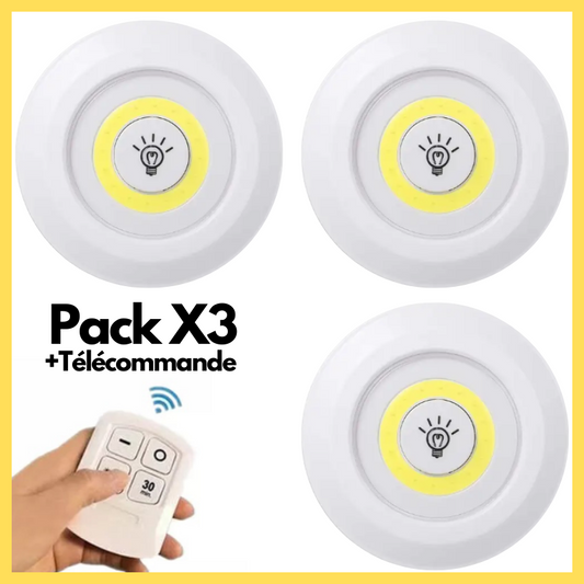 Pack 3 Lampes  Led + Télécommande